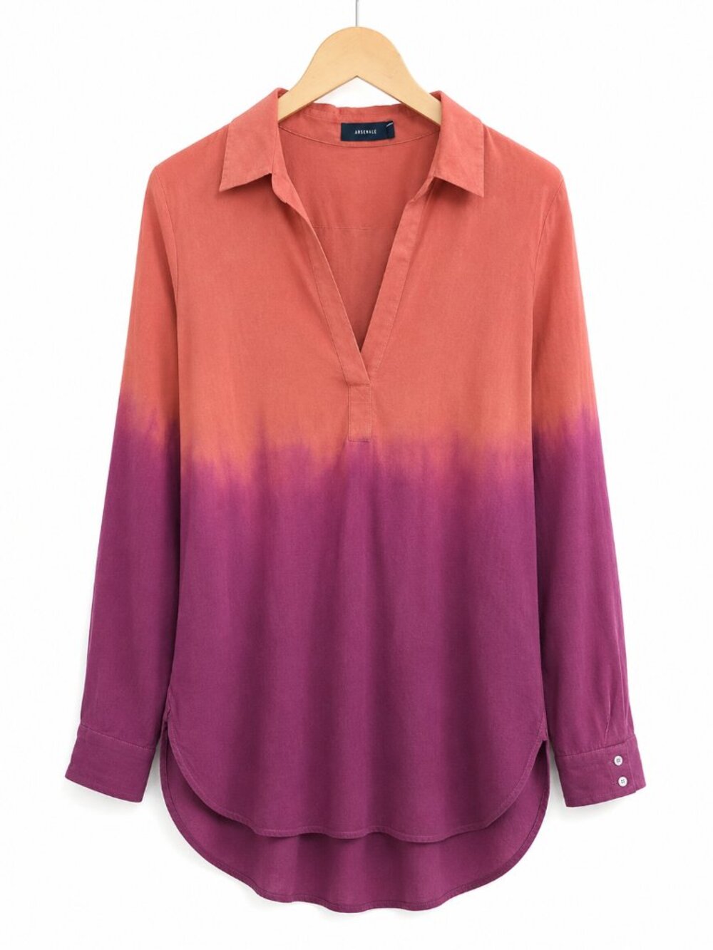 ANIMALE | Orange & Pink Ombre High-Low Silk Blouse – Size 36